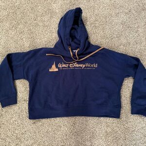 Disney World 50th Anniversary Crop Sweatshirt Navy Blue Sz Small